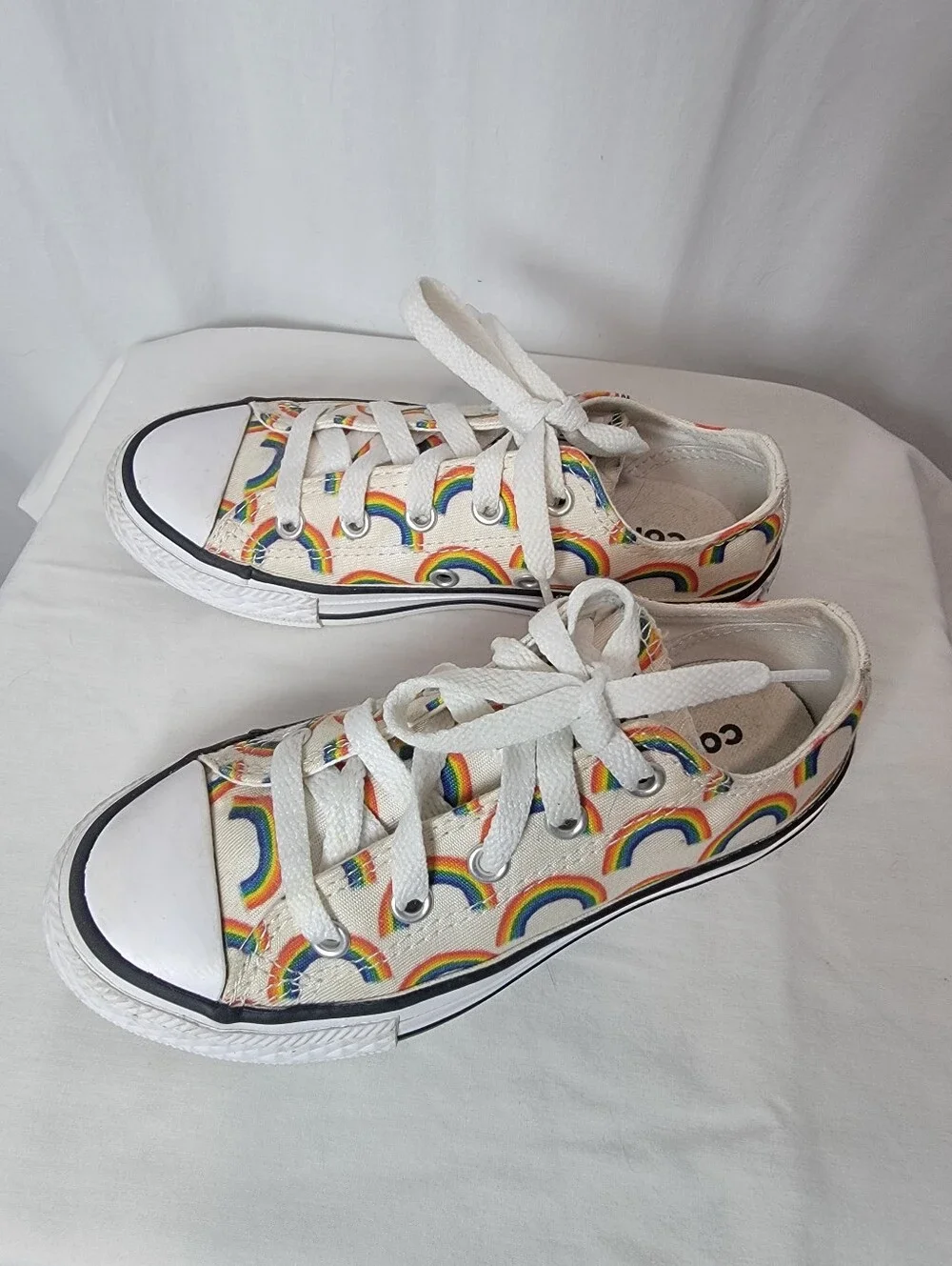 Kids Rainbow Converse Lace-Up Sneakers - White